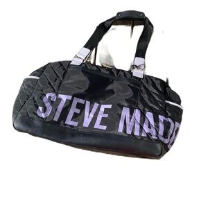 Steve Madden large duffle bag tote faux leather zip up travel bag